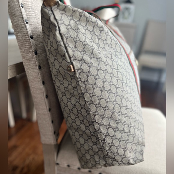 GUCCI Plus Monogram Weekender Travel Bag Web Duffle Bag Great Used Condition COA - Picture 5 of 15